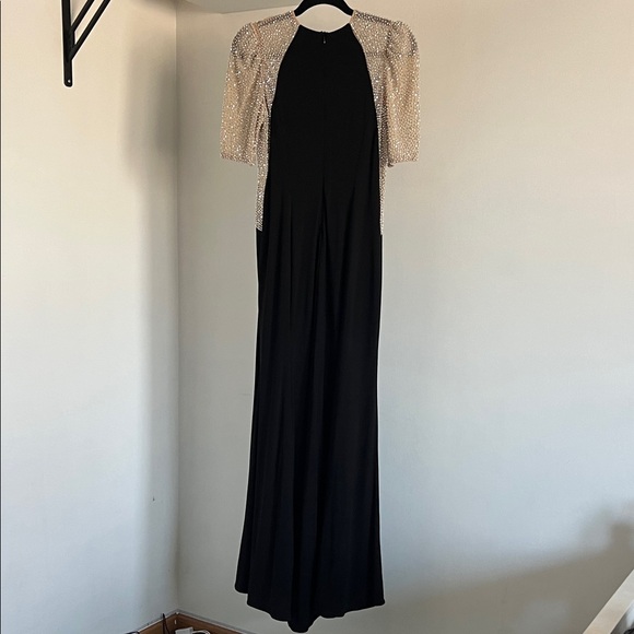 Xscape Black Maxi Gown with Rhinestone Studded Sleeves - Picture 6 of 9